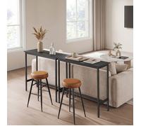 Table de Bar Table Haute Fine Cadre en Métal 100 x 40 x 90 cm Noir boisé