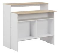 vidaXL Table de bar avec 2 dessus de table Blanc et chêne