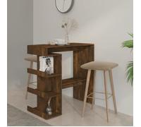 vidaXL Table de bar et étagère de rangement 100x50x101,5 cm Chêne fumé Bois d'ingénierie Multicolore