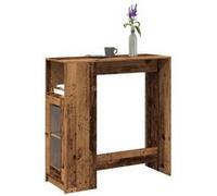 vidaXL Table de Bar avec étagères Vieux Bois Bois d'ingénierie, Table de pub, Table Haute, Table de Tabouret de Bar, Table de Bar de Cuisine
