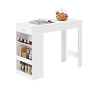 Table de Bar WOLTU, Table Haute Cuisine avec Tiroir, en Bois d'Ingénierie, 120x50x100cm, Blanc