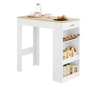 Table de Bar - WOLTU Table Haute Cuisine - Bois d'Ingénierie - 100x50x100cm - Chêne Clair+Blanc