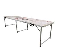 Table de Beer Pong MDF Aluminium 240 x 70 x 60cm - Portable & Pliable - Jeux De Boissons Soirées Fêtes Intérieures ou Extérieures - Étanche [2 Chiffons INCLUS]