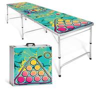 Table de beer pong pliable - avec 100 gobelets rouges et 6 balles de ping-pong - Table de beer pong réglable en hauteur et résistante aux rayures - Parfaite pour toutes les fêtes (Graffiti)