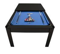 Billard Américain Harmony 5Ft - 183 x 102 cm avec Accessoires et Plateau dînatoire - Couleur Ebène (Noir) et Tapis Bleu