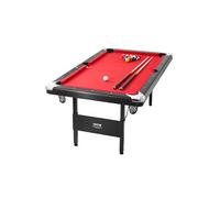 VEVOR Table de Billard 192 cm, Kit de Billard Pliable et Portable, Ensemble d'Accessoires Complets avec Balles, Queues, Craies et Brosse, Couleur Noir avec Tissu Rouge, pour Domicile, Club, Café-Bar