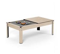 SOKKER Billard Américain convertible table 6places KITBILL 6Ft - 206,5 x 116,5 x 80 cm Plateau dînatoire et accessoires inclus - Beige - Gris Beige