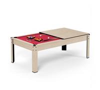 SOKKER Billard Américain convertible table 8places KITBILL 7FT - 226 x 126,5 x 80 cm Plateau dînatoire et accessoires inclus - Beige - Rouge Beige