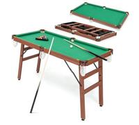 Table de Billard Americain Pliable 138 CM COSTWAY-Accessoires(2 Queues, 16 Boules, Triangle, 2 Craies, Brosse)-Pieds Réglables