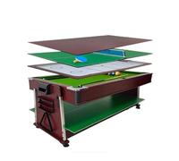 Table De Billard Automatique 4 en 1 for Usage Domestique Et Commercial, Transformable en Table De Snooker Et De Ping-Pong(Brown)