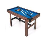 Table de Billard Compacte 122cm COSTWAY-16 Boules-2 Queues de Billard-Triangle-Brosse-2 Craies-Surface Velours-Pied Réglable-Bleu