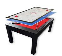 Table de Billard Convertible 4 en 1 Table Multi-Jeux Noire avec Tapis Rouge - 7 Pieds Strike