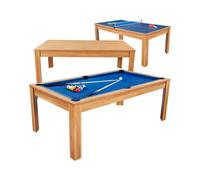 Table de billard convertible 7FT Prego bois clair tapis bleu royal