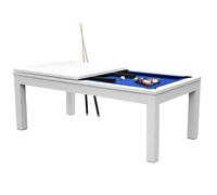 Table de Billard Convertible Blanche Tapis Bleu