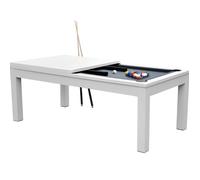 Table de billard convertible blanche tapis gris - Eddie - Rendez-Vous Déco