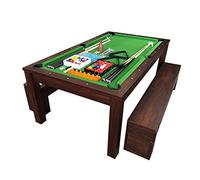 Table de Billard Convertible en Table a Manger - 7 Pieds Rich Green avec Bancs Conteneurs