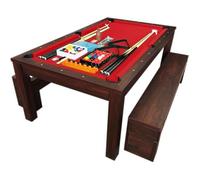 Table de billard convertible en table à manger - RICH ROUGE - 184 cm x 92 cm - Bois