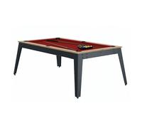 Table de Billard en Acier Chêne Sable avec Pieds Gris et Drap Rouge
