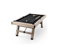 VEVOR Table de Billard 213,4 cm, Kit de Billard Pieds Réglables, Ensemble d'Accessoires Complets avec Balles, Queues, Craies et Brosse, Couleur Bois avec Tissu Noir, pour Domicile, Club, Café-Bar