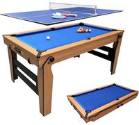 Table de Billard Pliable à Plat BCE Razor 5 Pieds - Entièrement Assemblée - Système de Roues à 4 Directions - Plateau Réversible de Tennis de Table & Accessoires - Rangement Facile