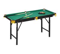 SPORTNOW Table de Billard Pliable Hauteur réglable avec Accessoires 2 queues, 16 Boules, 2 craies, Triangle, Brosse, dim. 140L x 63l x 55-75H cm Vert