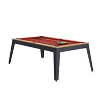 Table de Billard STEEL Noyer avec Pieds Gris et Drap Rouge de Qualité Professionnelle