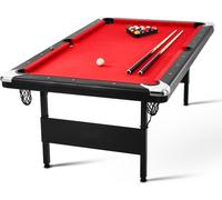 Table de billard - Table de billard de 2,13 m - Table pliable peu encombrante - Ensemble de billard avec boules, queues & craie - Noir - Idéal pour salle de jeux familiale - Enfants & adultes.