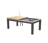 Table de billard transformable en table à manger 7ft - Bois et pieds noirs - Gris