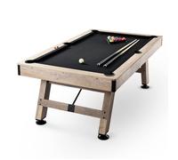 Table de Billard-VEVOR-213,4 cm-Pieds Réglables-Balles-Queues-Craies et Brosse-Couleur Bois avec Tissu Noir-Domicile-Club-Café-Bar