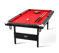 VEVOR Table de Billard 213,4 cm, Kit de Billard Pliable et Portable, Ensemble d'Accessoires Complets avec Balles, Queues, Craies et Brosse, Couleur Noir avec Tissu Rouge, pour Domicile, Club, Café-Bar