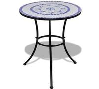 Table de bistro Bleu et blanc 60 cm Mosaïque Noir G