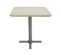 Table de bistro carrée de 76,2 x 76,2 cm ; table de salle à manger, café, cocktail pour petits espaces ; plateau en bois stratifié élégant avec base en X - Sable asiatique / base argentée