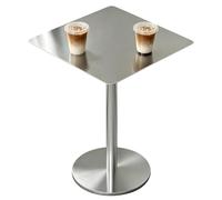 Table de bistro carrée/ronde moderne, table de bar intérieure et extérieure à hauteur de comptoir, table basse en acier inoxydable avec base robuste, pour jardin, patio, café(Square,50x50x105cm)