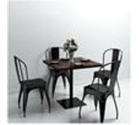 Vidaxl Table De Bistro Mdf Et Acier Carré 80 X 80 X 75 Cm Frêne Foncé