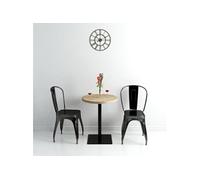 vidaXL Table de Bistro MDF et Acier Rond 60x75 cm Couleur de Chêne Bar Café