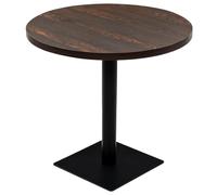 Table De Bistro Mdf Et Acier Rond 80 X 75 Cm Frêne Foncé Gris