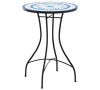 vidaXL Table de bistro mosaïque bleu et blanc Ø50x70 cm céramique
