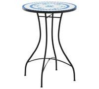 Table de bistro mosaïque bleu et blanc Ø50x70 cm céramique, table mosaïque, table d'extérieur, table de balcon, table 4003399