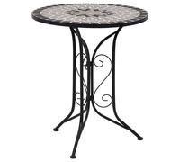 vidaXL Table de bistro Mosaïque Gris 61 cm Céramique Fer laqué Résistante aux intempéries