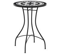 Table de bistro mosaïque noir et blanc Ø50x70 cm céramique