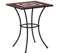 Table de bistro mosaïque Terre cuite et blanc 60 cm Céramique