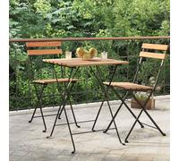 Table de bistro pliante 55x54x71cm Bois de teck solide et acier vidaXL