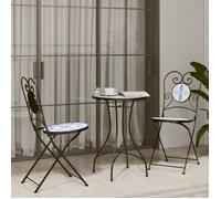 Table de bistro, Table ronde, VIDAXL, mosaïque bleu et blanc Ø50x70 cm céramique TT105