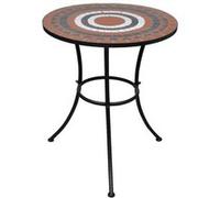 Table de bistro Terre cuite et blanc 60 cm Mosaïque Blanc G