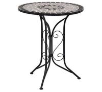vidaXL Table de bistro Mosaïque Gris 61 cm Céramique Fer laqué Résistante aux intempéries