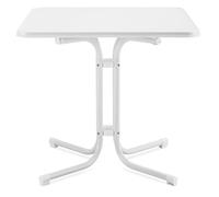 Beautissu Table Bistrot Carrée Exterieur 60x60 cm - Table Restaurant Bar Bistrot Pliante et Stable pour Balcon, Jardin ou Terrasse - Style Parisien - Acier Antirouille - Blanc - Bistroni