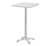 [en.casa] Table de Bistrot Carrée à Plateau Rabattable Table de Bar à Hauteur Réglable pour Intérieur Extérieur MDF Acier Inoxydable 60 x 60 cm Argenté