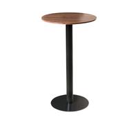 Table de Bistrot de Jardin Rustique Base Métallique 60x60cm Ronde Marron et Noir
