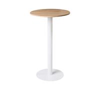 Table de Bistrot de Jardin Rustique Base Métallique 60x60cm Ronde Marron etBlanc