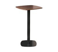 Table de Bistrot de Jardin Rustique Moderne Base Métallique 60x60cm Marron Noir